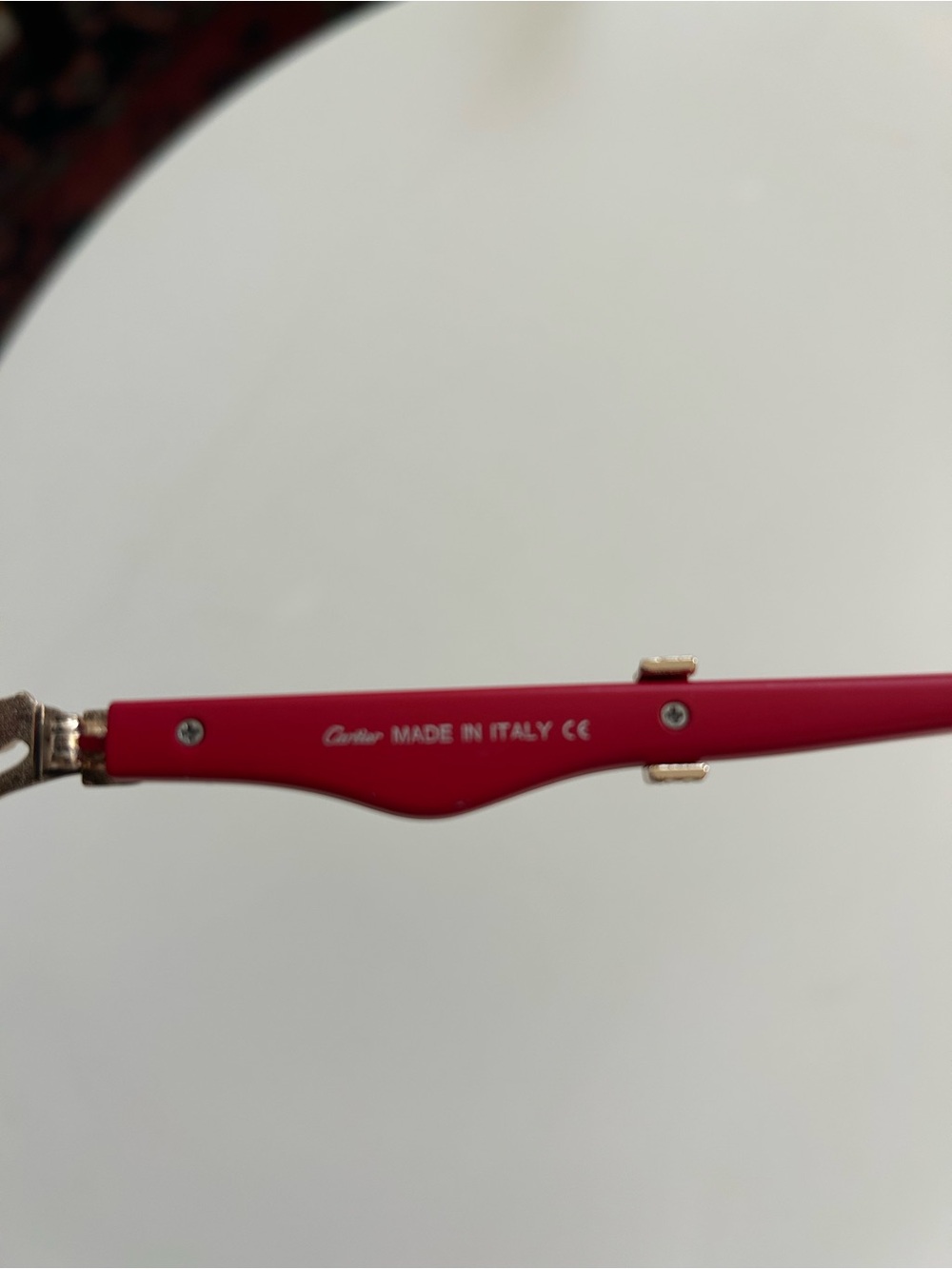 Men’s Rimless Sunglasses — Black Lenses with Red & Gold Accents - Picture 4 of 5
